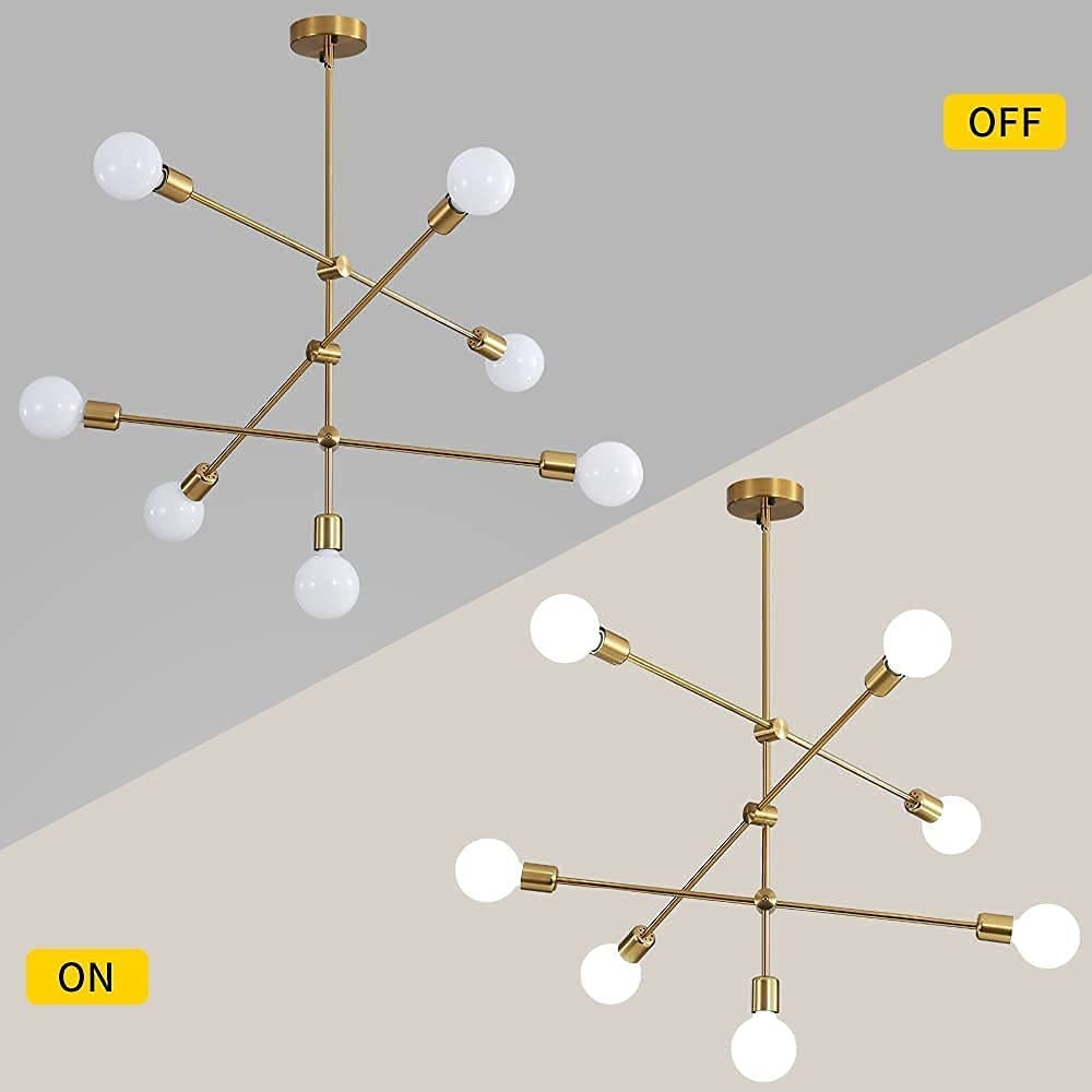 Handmade 7 Light Gold Sputnik Chandelier