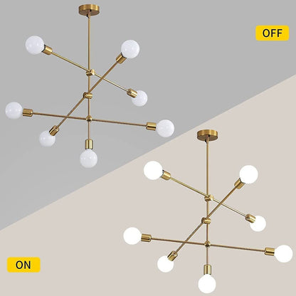 Handmade 7 Light Gold Sputnik Chandelier