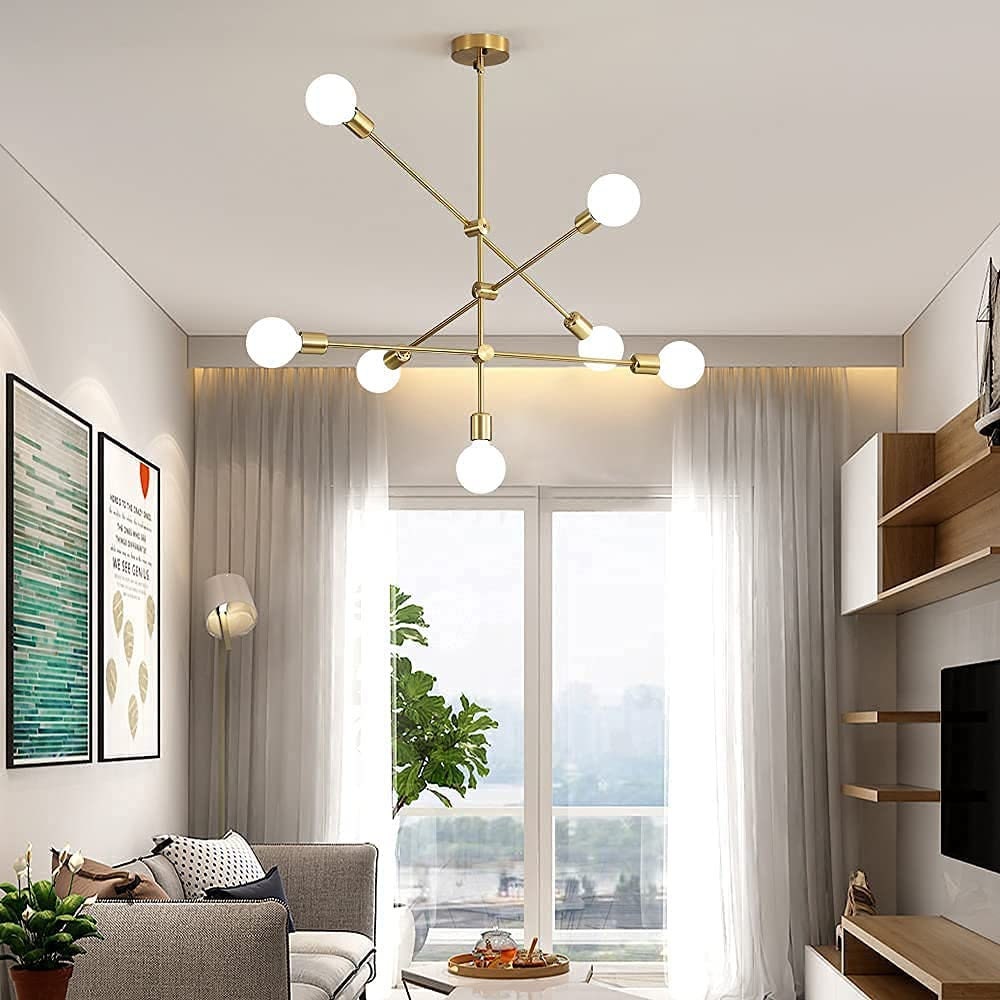 Handmade 7 Light Gold Sputnik Chandelier