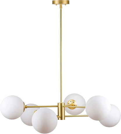 6 Glass Globe Light Gold Modern Sputnik Brass Chandelier