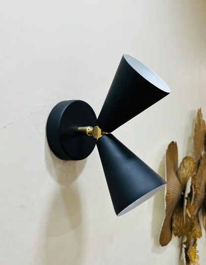 Hand-Made 2 Light Mid Century Brass Wall Scone