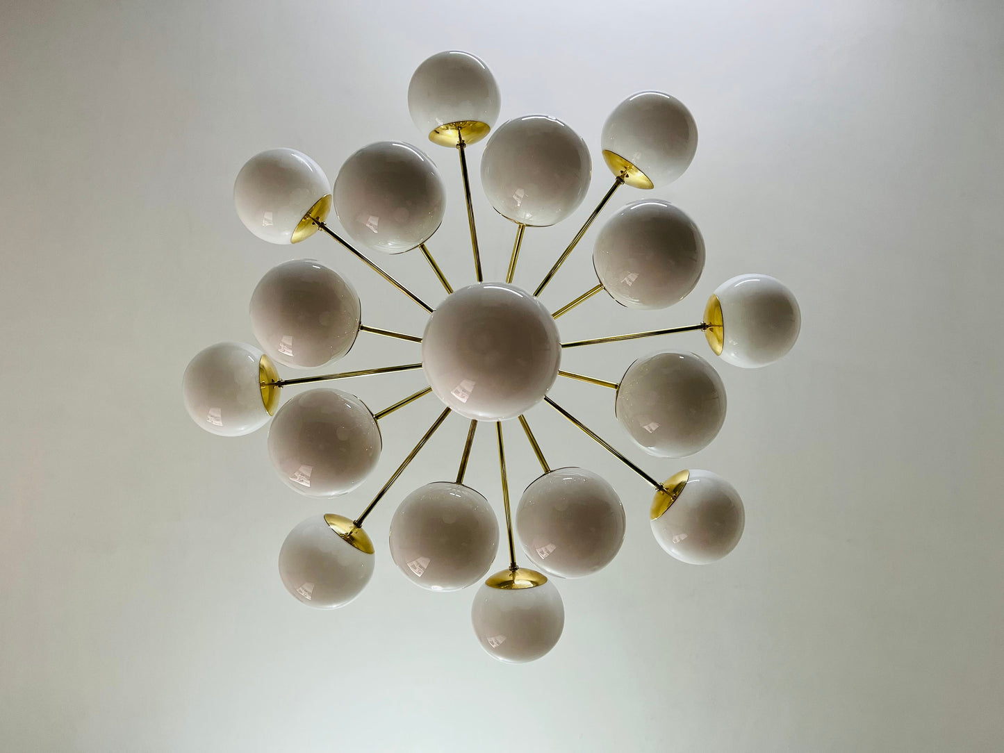 17 Arms Handmade Polished Brass Sputnik Chandelier