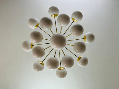 17 Arms Handmade Polished Brass Sputnik Chandelier