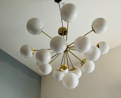 17 Arms Handmade Polished Brass Sputnik Chandelier