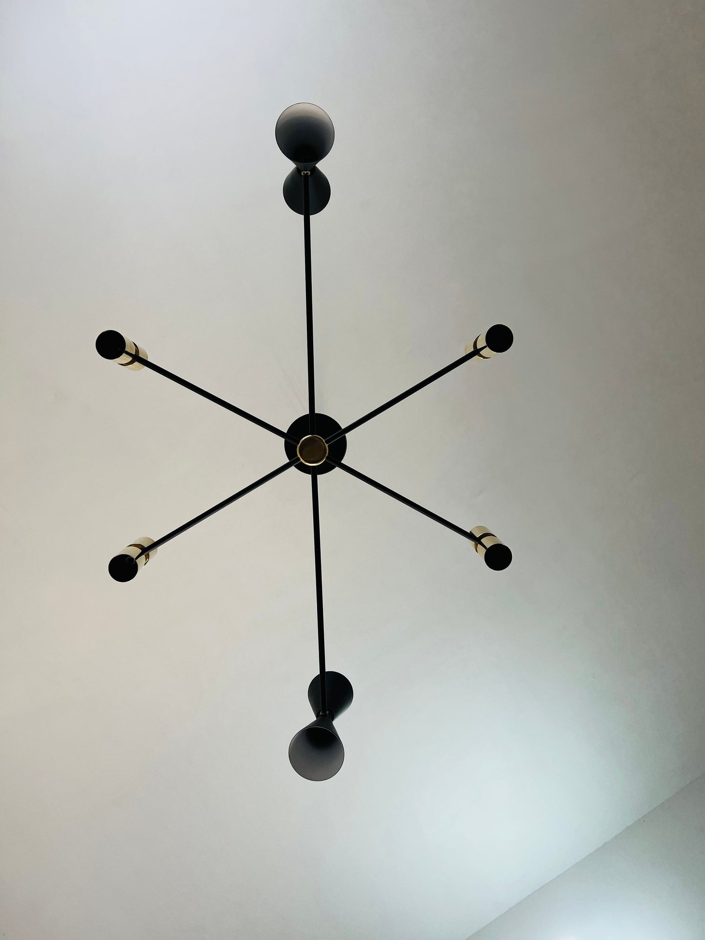 6 Arms 8 Light Hand Crafted Brass Sputnik Chandelier