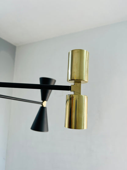 6 Arms 8 Light Hand Crafted Brass Sputnik Chandelier