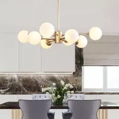 8 Glass Ball Brass Hand Crafted Sputnik Chandelier