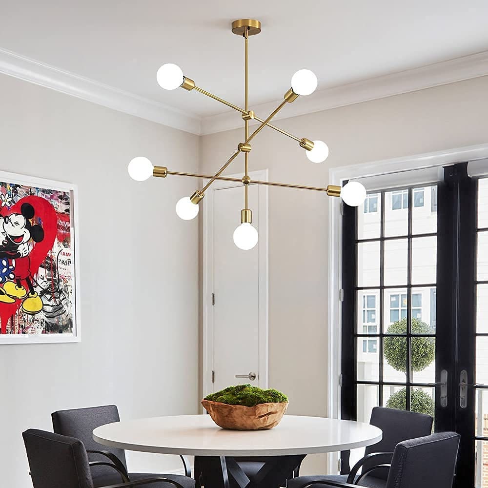 Handmade 7 Light Gold Sputnik Chandelier