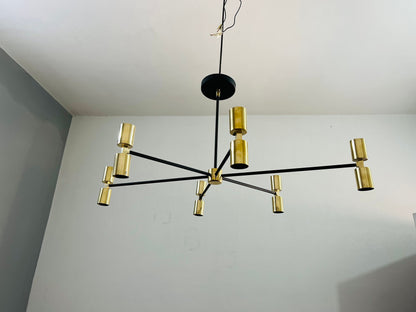 6 Arm 12 Light Brass Hand Crafted Sputnik Chandelier