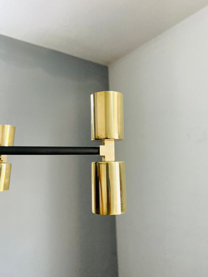 6 Arm 12 Light Brass Hand Crafted Sputnik Chandelier