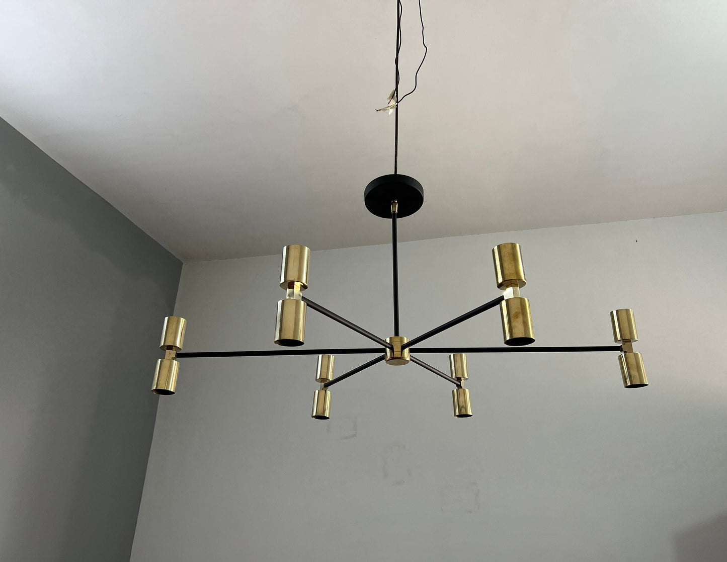 6 Arm 12 Light Brass Hand Crafted Sputnik Chandelier