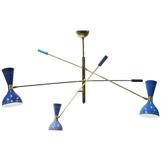 Adjustable Triennale 3 Arms Stilnovo Style Chandelier