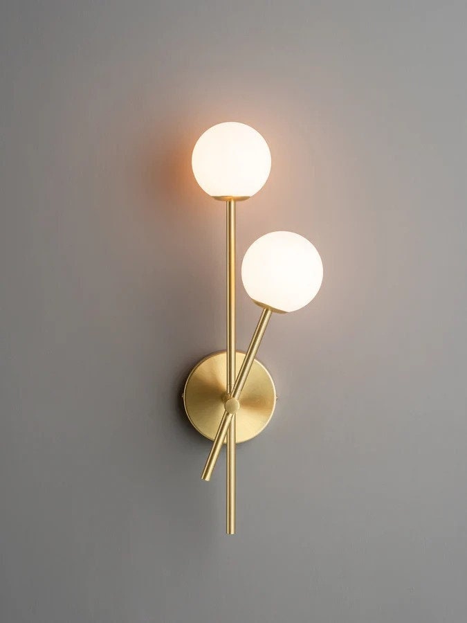 2 Light Brushed Brass Wall Scone