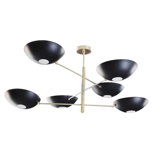 6 Lights Modern Mid Century Style Brass Sputnik Chandelier