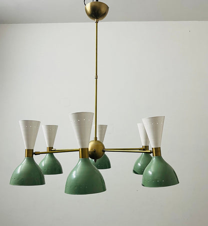 6 Arms 12 Light Beautiful Mid Century Stilnovo Style Chandelier