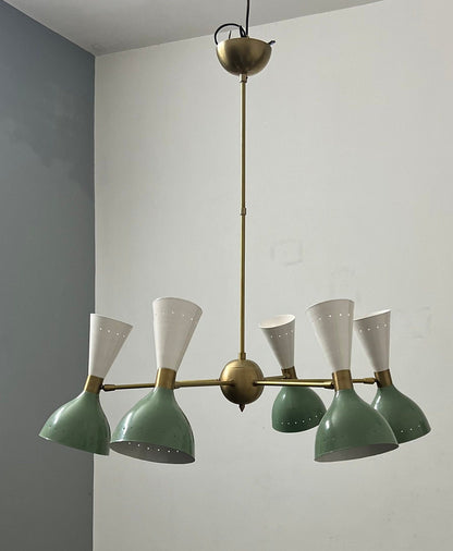 6 Arms 12 Light Beautiful Mid Century Stilnovo Style Chandelier