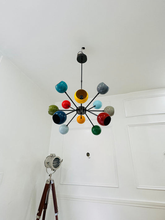 12 Arms 12 Light Multi Color Stilnovo Style Chandelier