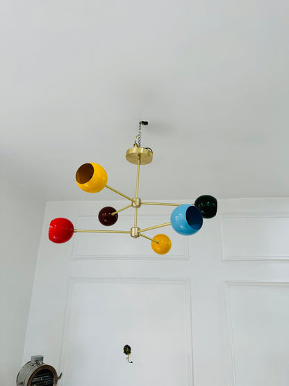 6 Arm Multi Color Shade Sputnik Chandelier