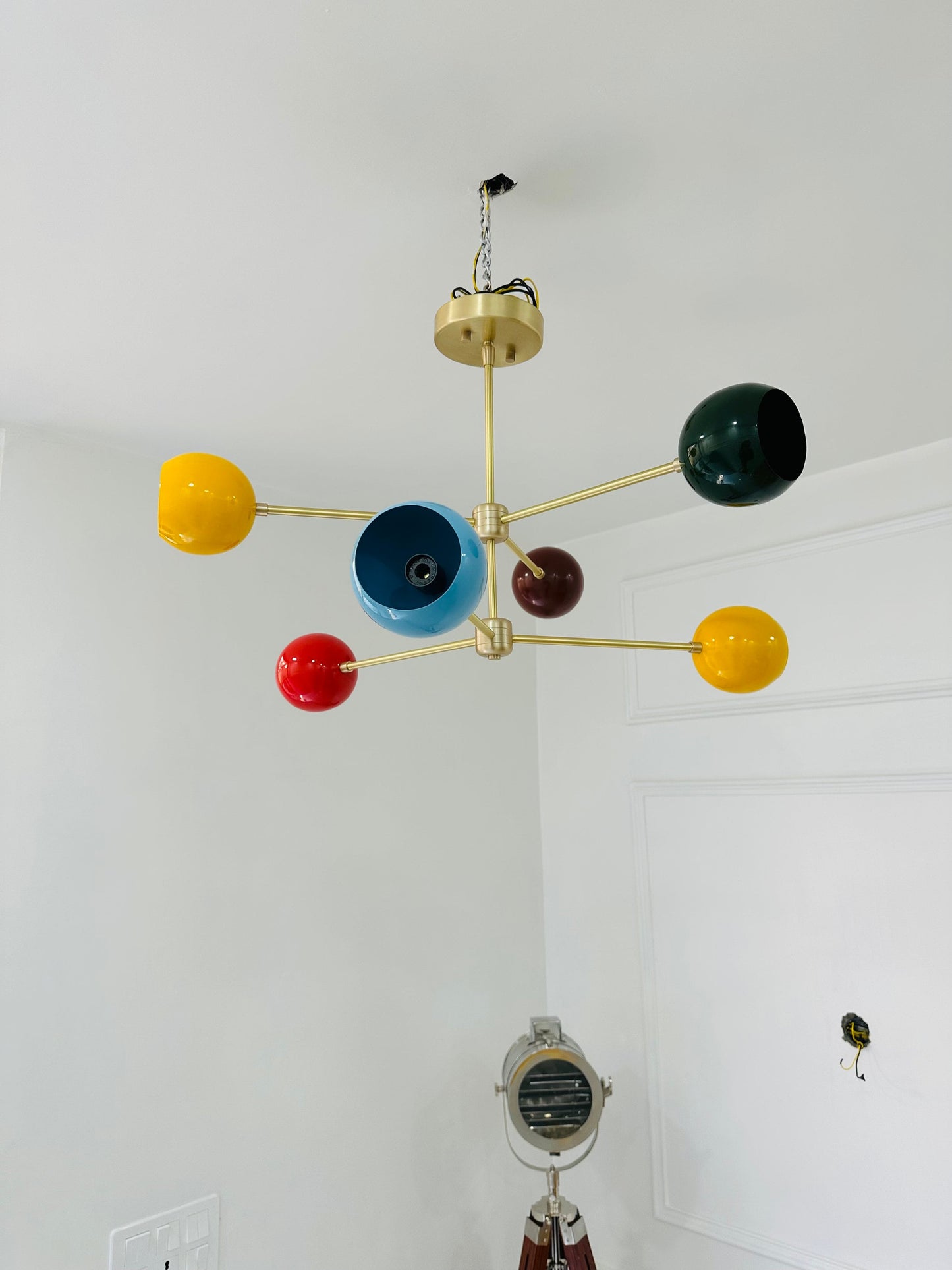 6 Arm Multi Color Shade Sputnik Chandelier