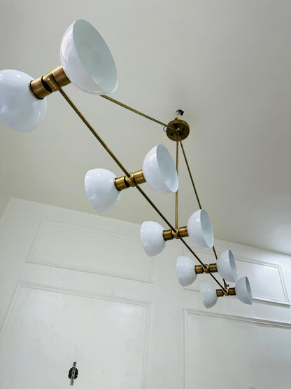 Handcrafted 10 Lights Brass Large Contemporary Chandelier