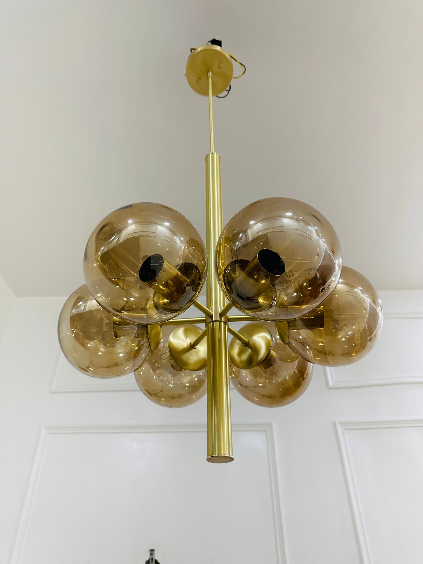 6 Glass Ball Brass Handcrafted Chandelier