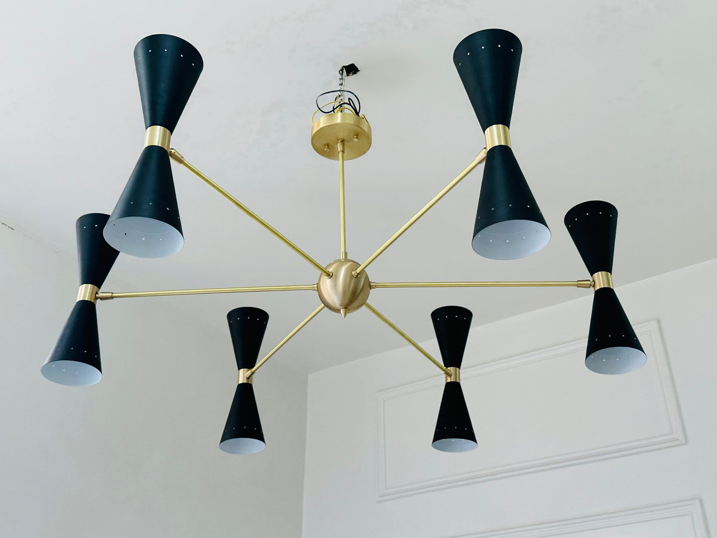 6 Arm 12 Light Handmade Mid Century Sputnik Chandelier