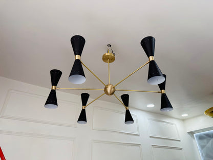 6 Arms 12 Light Brass Handmade Sputnik Chandelier