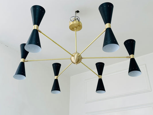 6 Arms 12 Light Brass Handmade Sputnik Chandelier