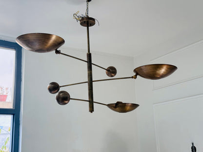 3 Light Mid Century Modern Brass Sputnik Chandelier