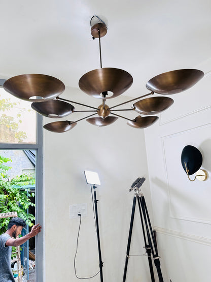 Handmade 8 Arms Brass Modern Sputnik Chandelier